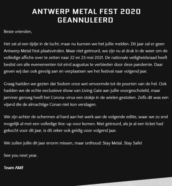 AMF 2020 cancelled