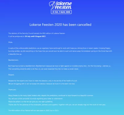 Lokerse Feesten 2002 cancelled