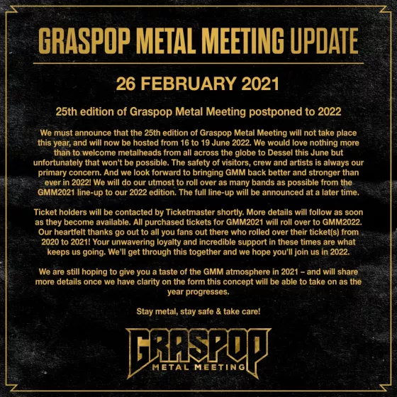 Graspop Metal Meeting 2021 opnieuw geannuleerd