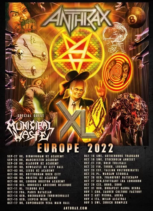 Anthrax komt op 10 oktober 2022 naar de Ancienne Belgique