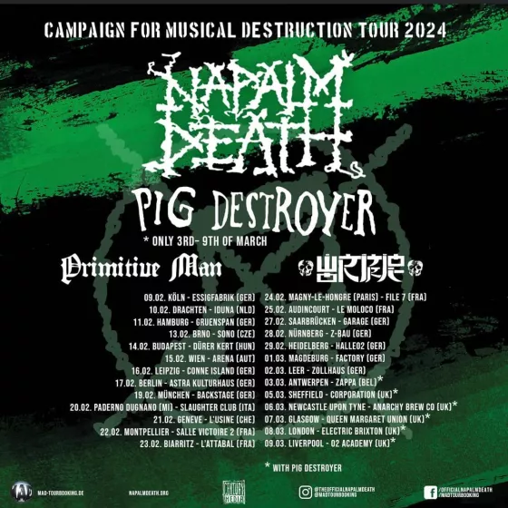Napalm Death Tour 2024