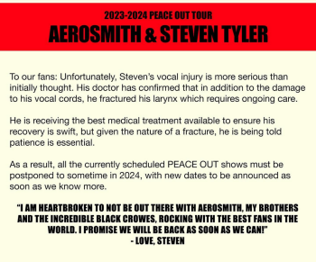 Aerosmith bericht over uitstel tournee 2023